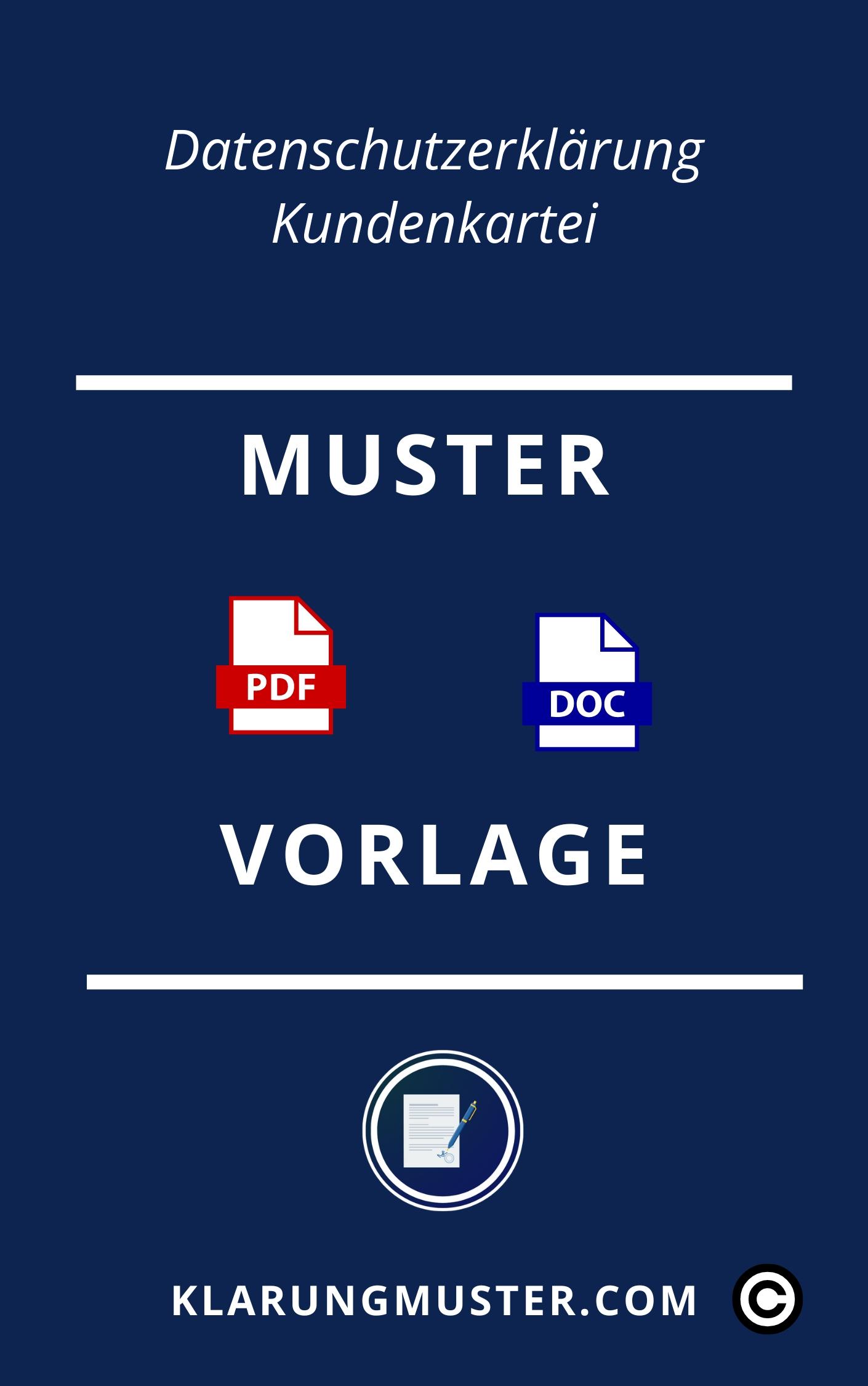 Datenschutzerklärung Kundenkartei Muster Vorlage