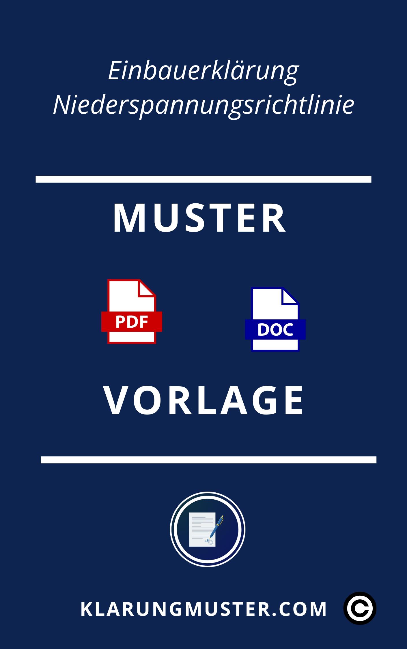 Einbauerklärung Niederspannungsrichtlinie Muster Vorlage