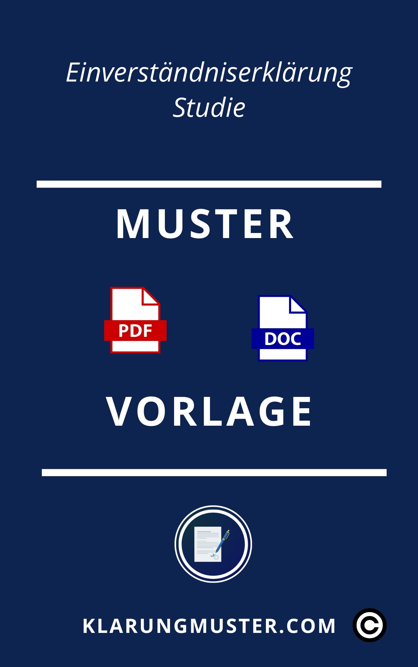 Einverständniserklärung Studie Muster Vorlage