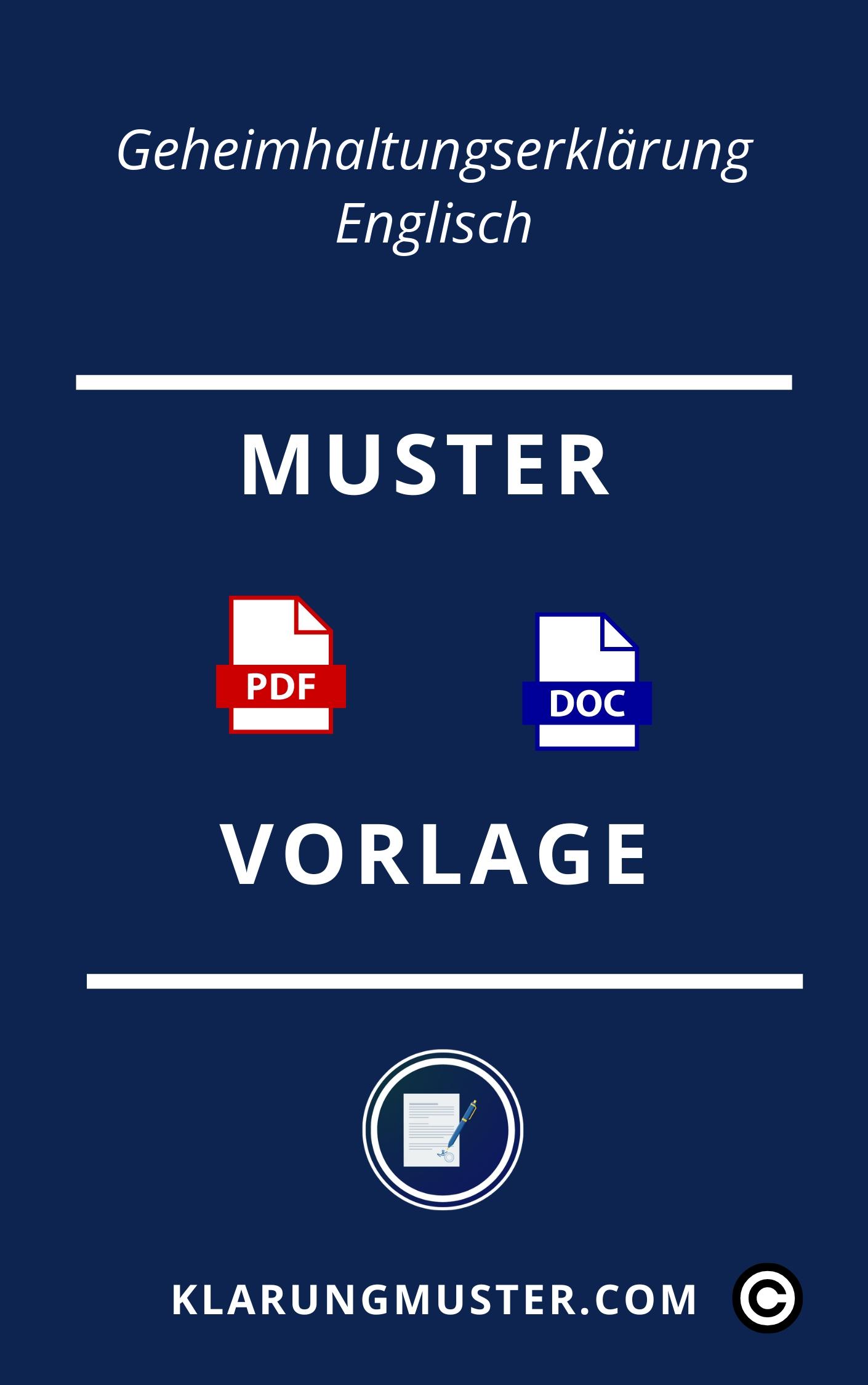 Geheimhaltungserklärung Englisch Muster Vorlage