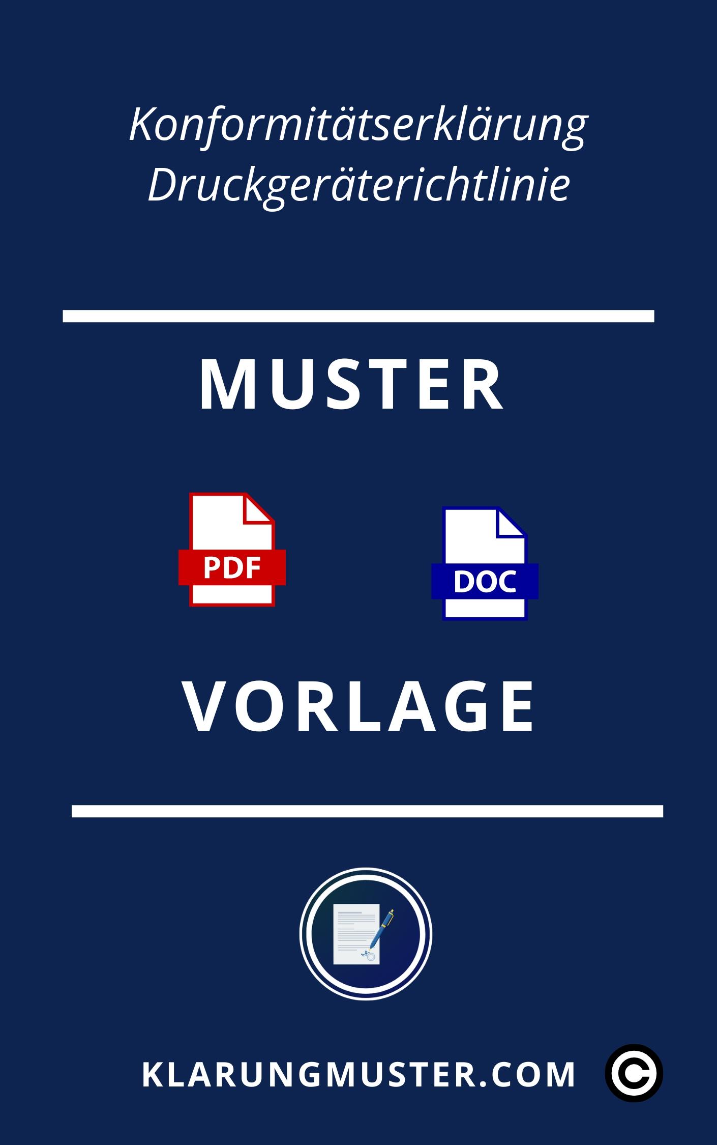 Konformitätserklärung Druckgeräterichtlinie Muster Vorlage